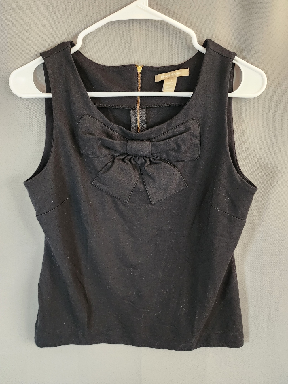Banana Republic Black Sleeveless Tank with Front Bow Detail